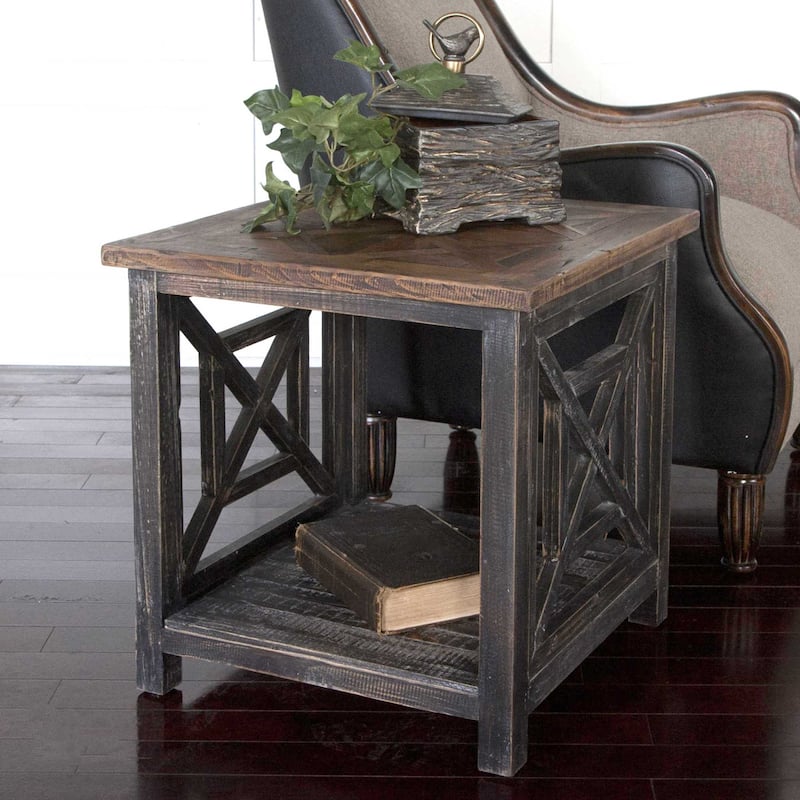 Uttermost Spiro Rustic Farmhouse 20" X 22" 100% Reclaimed Wood Side - Natural Wood
