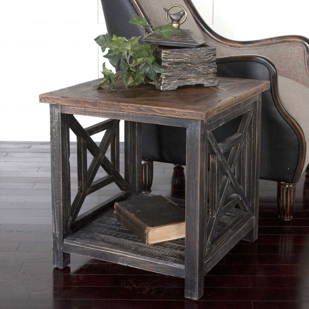 Uttermost Spiro Rustic Farmhouse 20" X 22" 100% Reclaimed Wood Side