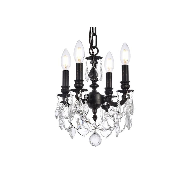 Somette Crystal 4-light Dark Bronze Finish Chandelier
