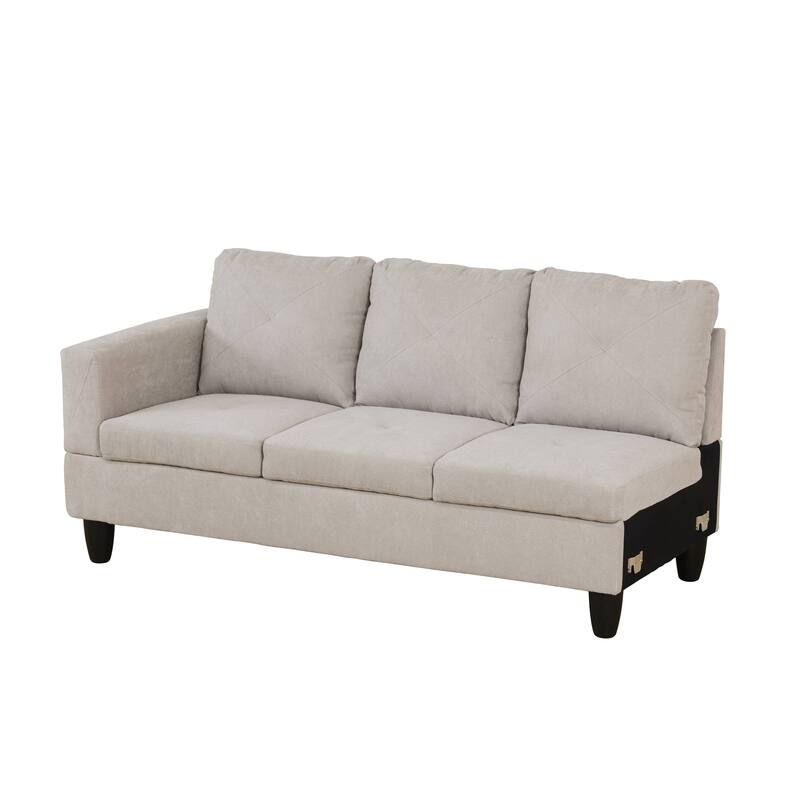 Off-White Flannelette 3-Piece Living Room Sofa Set