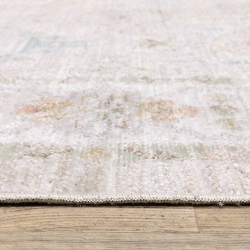 Calliope Textural Distressed Traditional Beige/ Blue Area Rug