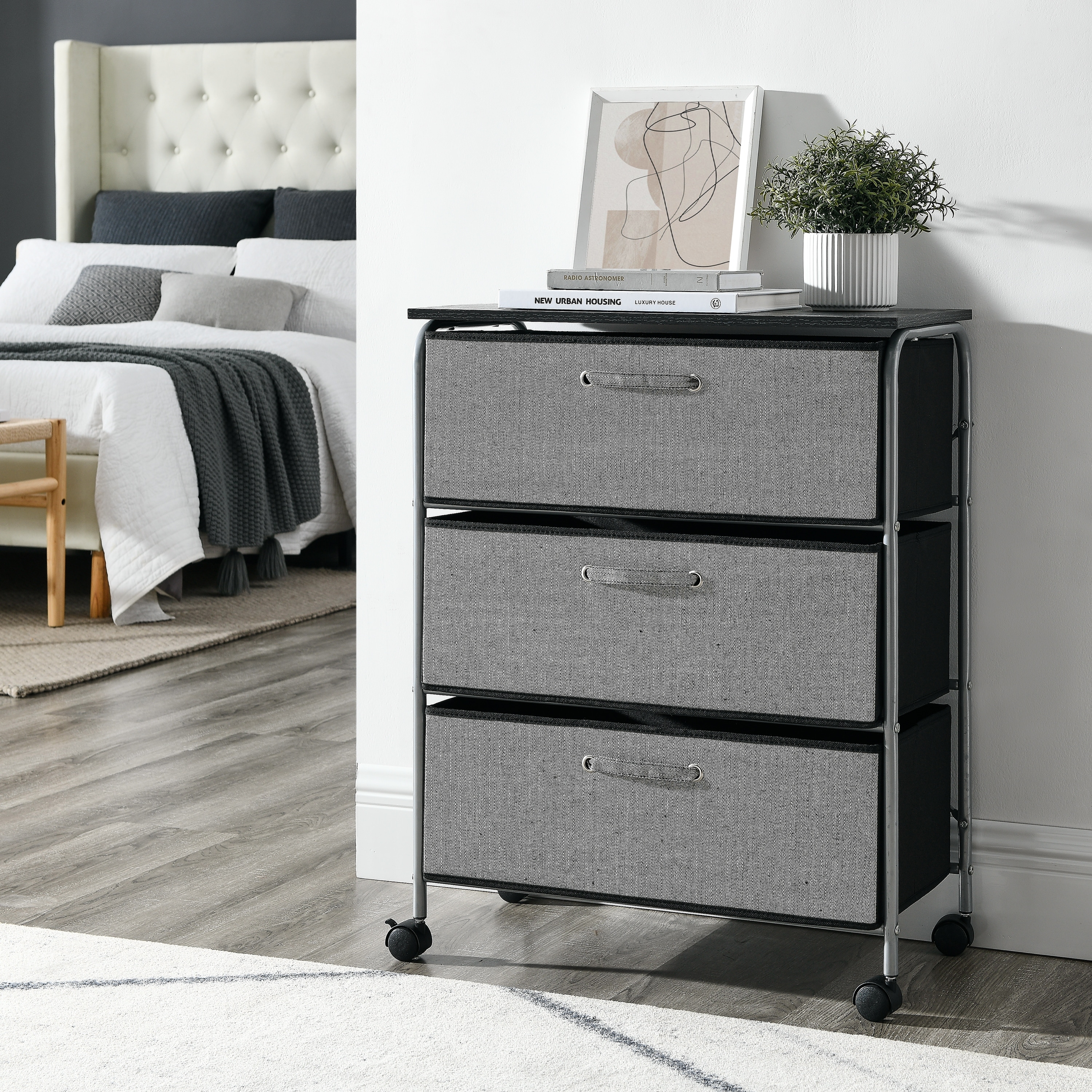 3 drawer fabric storage discount cart