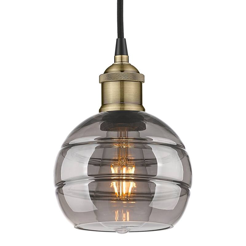 Innovations Lighting 616-1P 8 6 Rochester Pendant Rochester 6" Wide - Black Antique Brass / Light Smoke