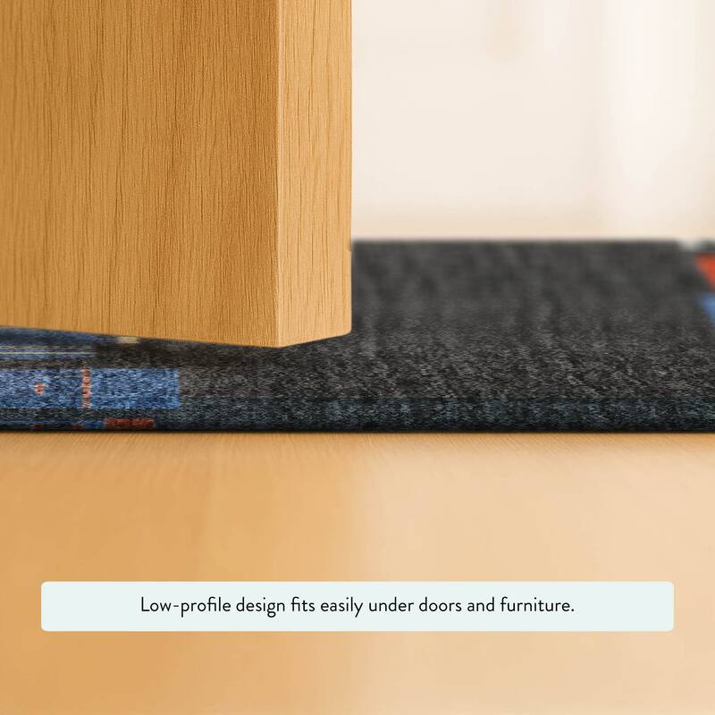 Machine Washable Indoor/ Outdoor Modern Train Chantille Rug