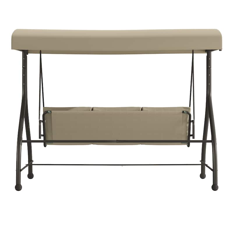 3-Seat Outdoor Steel Converting Patio Swing and Bed Canopy Hammock