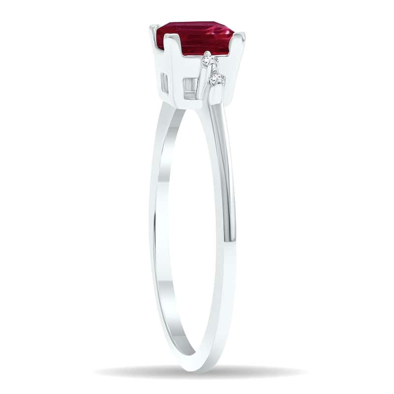 Women's Ruby and Diamond Sparkle Ring in 10K White Gold