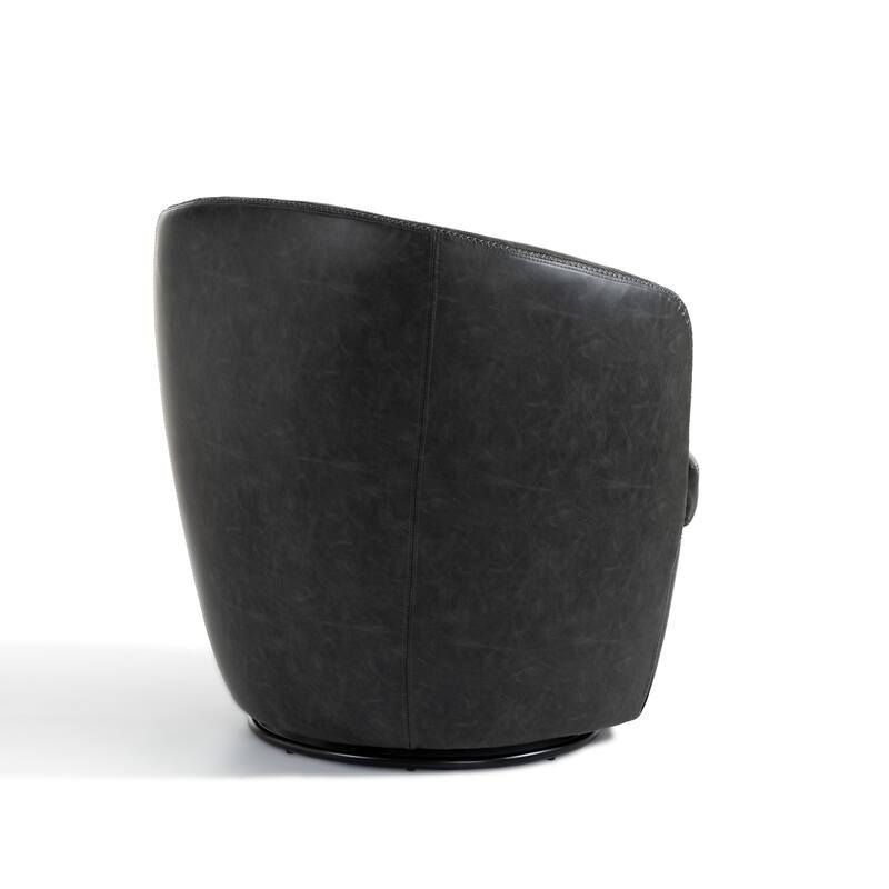 32" Wide PU Leather Swivel Barrel Chair with Metal Base