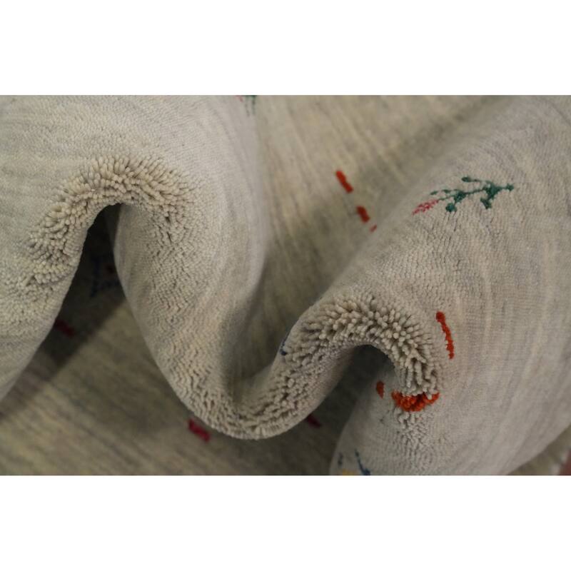 Hand Knotted Oriental 100% Wool Carpet Tribal Animal Pictorial Beige & Ivories Gabbeh Runner Rug - 4' 6'' X 2' 5''