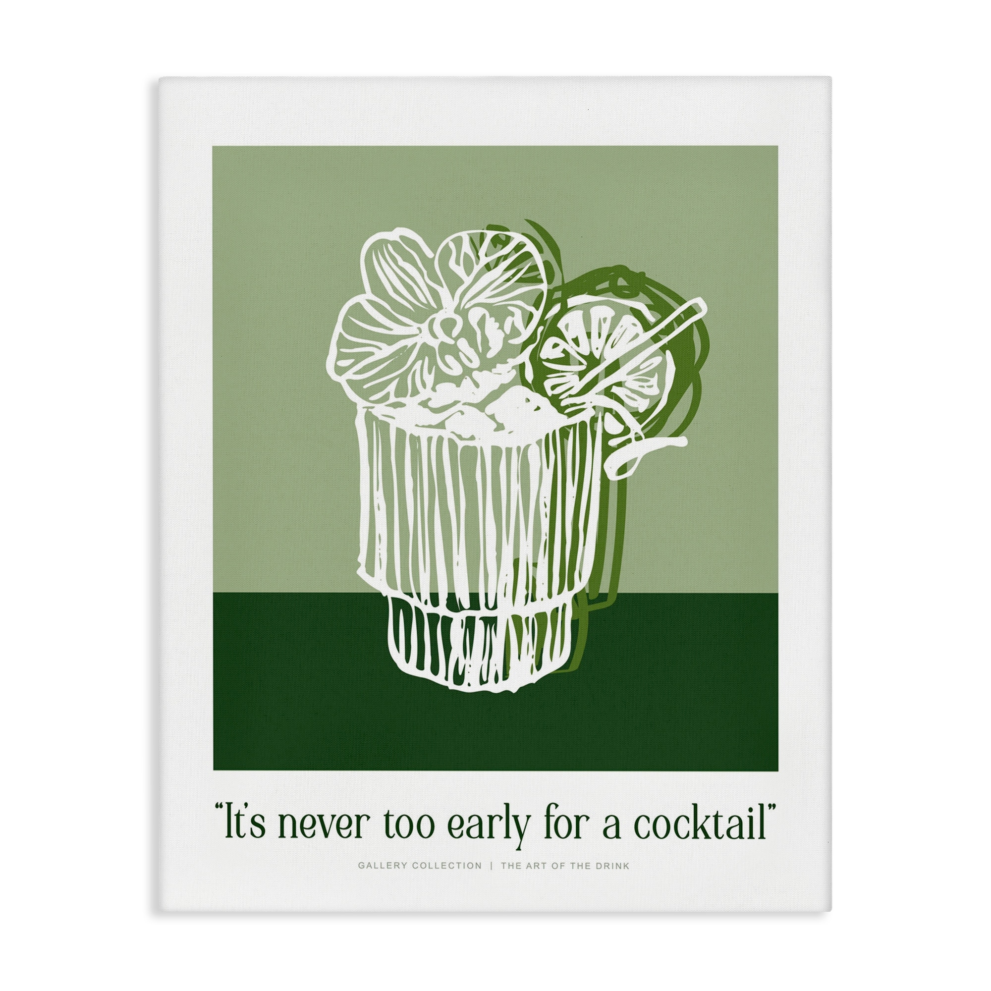 Stupell Green Never Too Early Cocktail Canvas Wall Art Design By Lettered and Lined