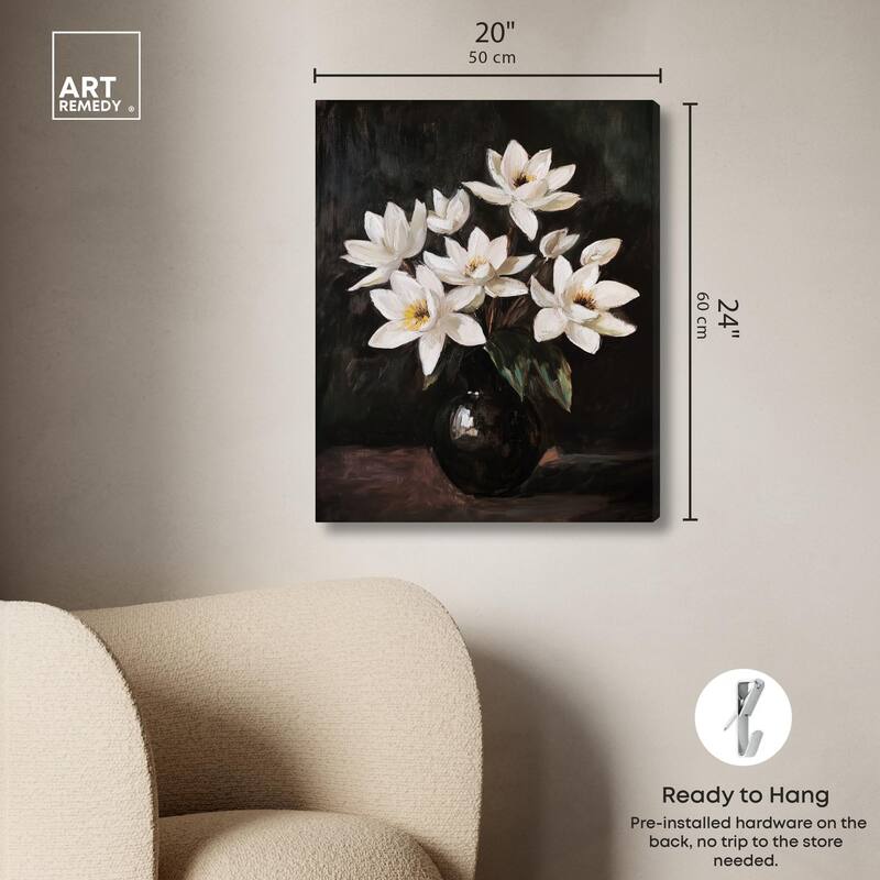 Chiaroscuro Flowers Canvas by Art Remedy, Gallery Wrapped