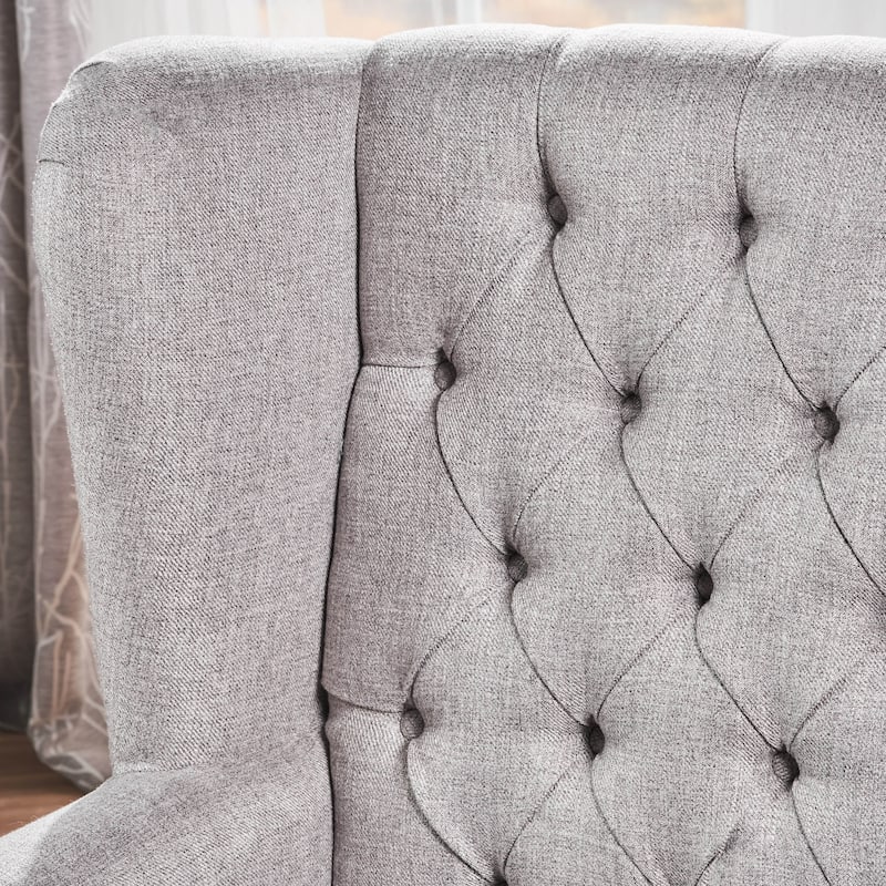Roomfitters Tufted Wingback Accent Chair, Upholstered Armchair with Nailhead Trim and Solid Wood Legs