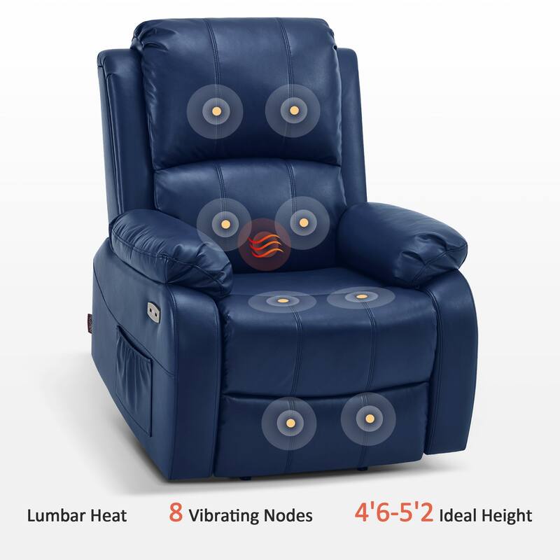 MCombo Small Sized Power Lift Recliner Chair with Massage and Heat, USB Ports, Faux Leather 7409