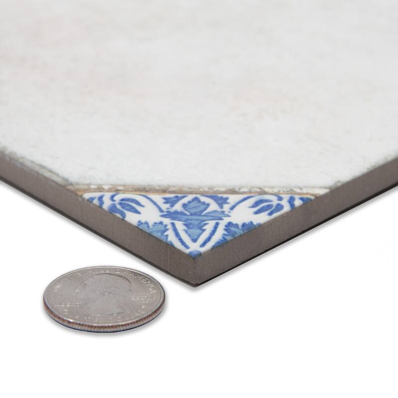 Merola Tile Englishtown Blue 12-7/8" x 12-7/8" Porcelain Floor and Wall Tile