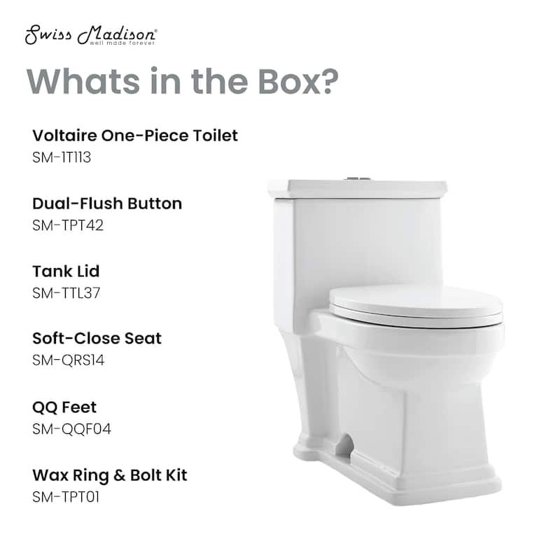 Lausanne One-Piece Elongated Toilet Dual-Flush 1.1/1.6 Gpf - 28.4" x 16.75" 28.65"