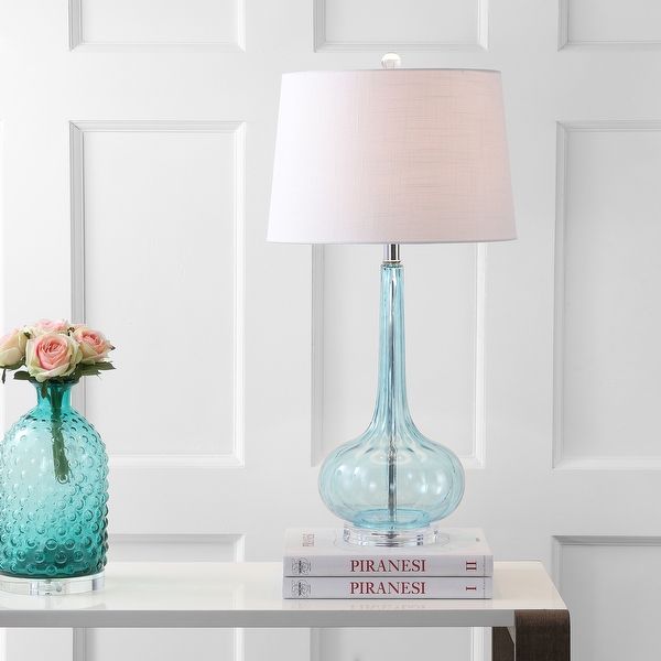 Diamante 28.5 Glass Teardrop LED Table Lamp Pink Set of 2 by JONATHAN Y
