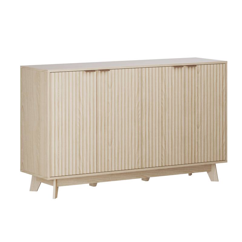 EROMMY Fluted Storage Cabinet with Double Doors & Adjustable Shelves - Modern 31"/55" Accent Buffet Cabinet for Kitchen,Room