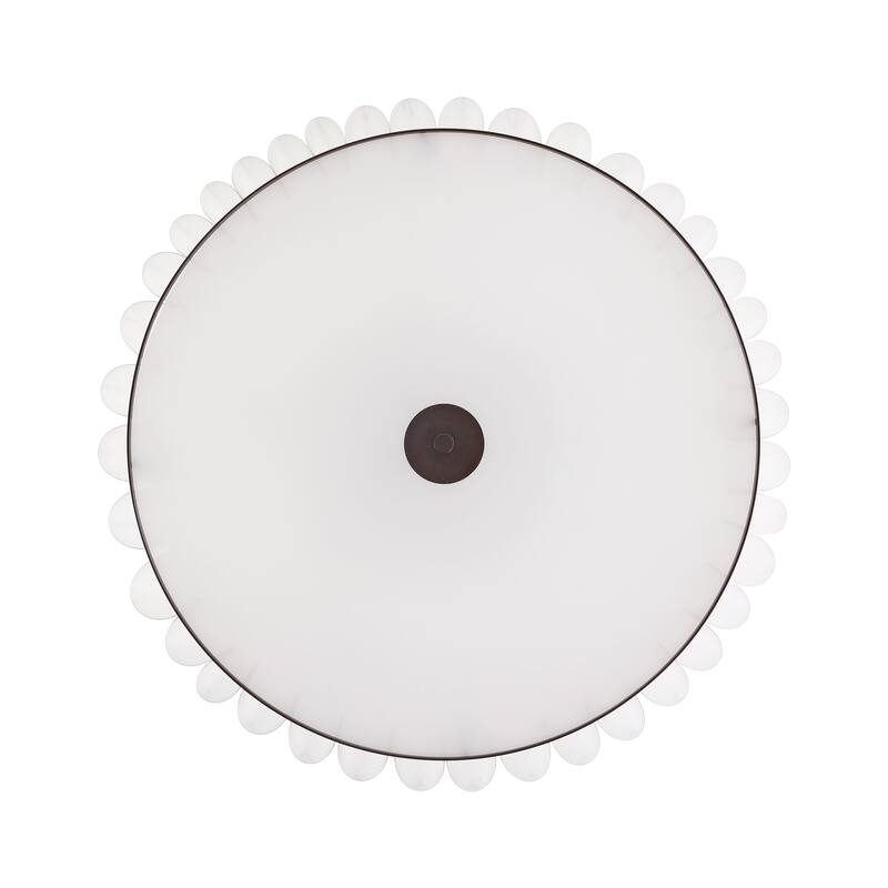 Modern Chandelier Bronze 24" 5-Light White Linen Shade