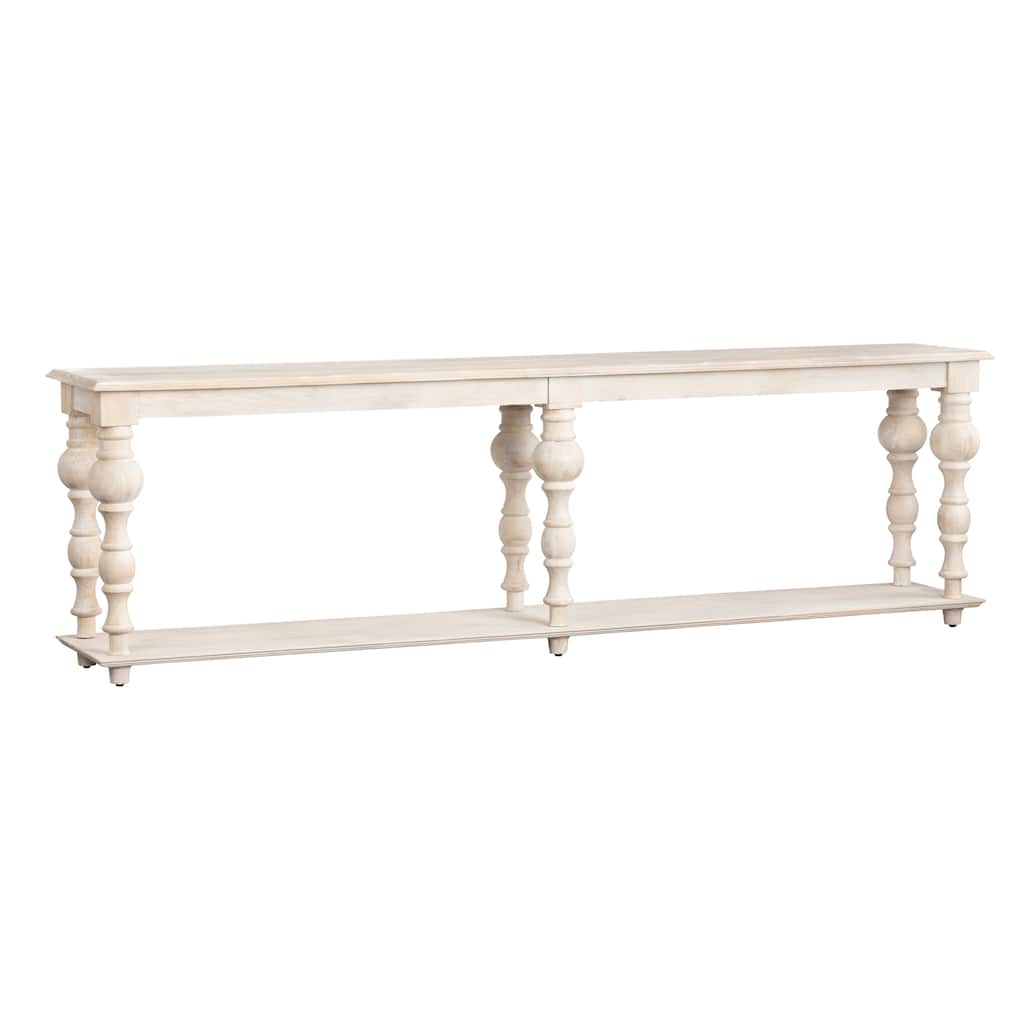 114 in. White Solid Wood Accent_Console_Sofa Table