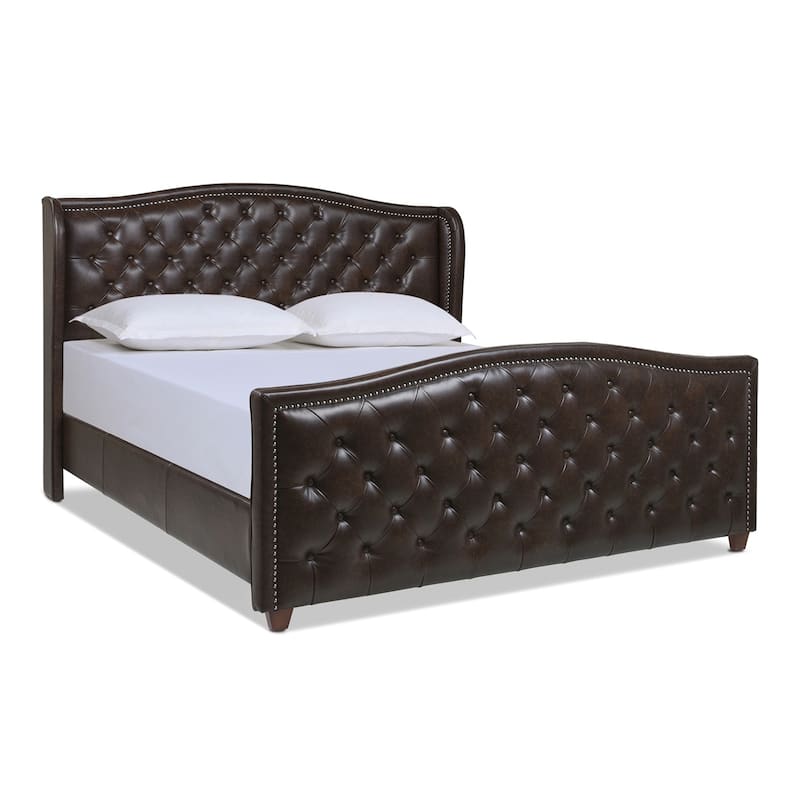 Athens Upholstered Nailhead Tufted Wingback Panel Bed