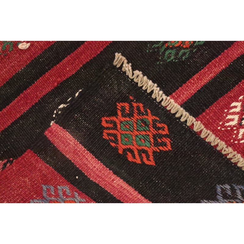 Hand Woven Oriental 100% Wool Carpet Southwestern Tribal Red Kilim Area Rug - 11' 0'' X 7' 0''