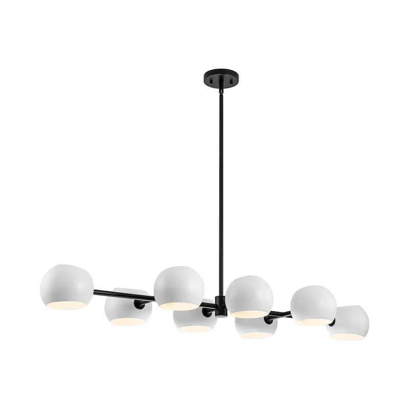 8-Light Modern Linear Clear Glass Globe Bubble Chandelier for Dining Room