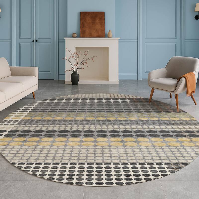 Machine Washable Indoor/ Outdoor Casual Dotty Chantille Rug