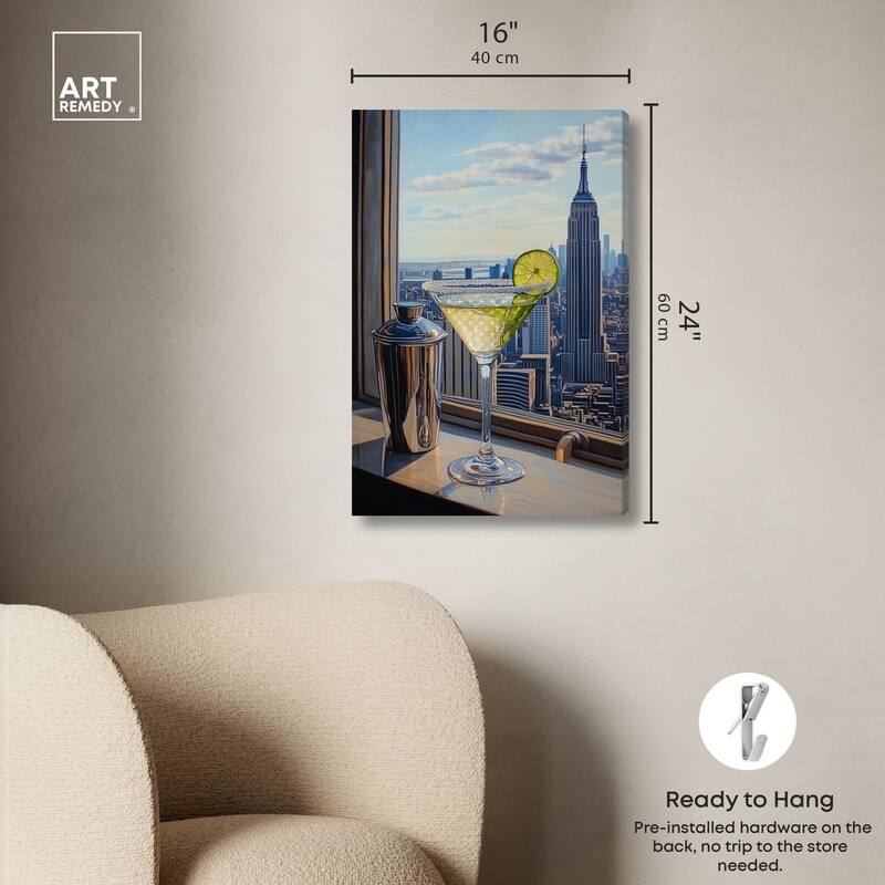Classy Drink in NYC Canvas by Art Remedy, Gallery Wrapped