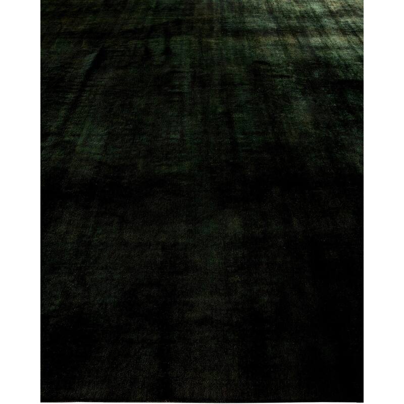 Overton Hand Knotted Wool Vintage Inspired Modern Contemporary Overdyed Black Area Rug - 10' 4" x 13' 9"