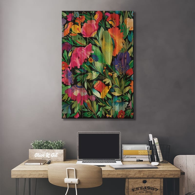 Kim Parker Floral 3439 Print On Wood by Kim Parker - Multi-Color
