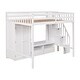 preview thumbnail 14 of 12, White Full Size Solid Wood Loft Bed with Wardrobe and Storage Table