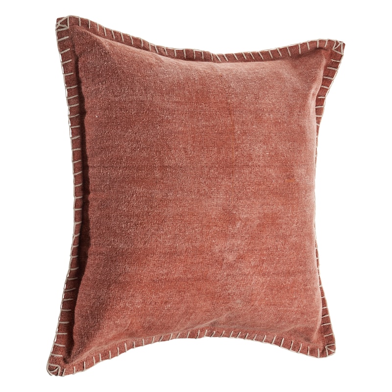 Sevita Guapo Casual Solid Stitched Edge Cotton Throw Pillow