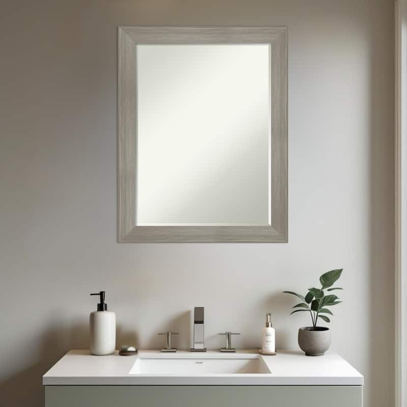 Grand Narrow Half-Inch-Bevel Framed Bathroom Vanity Wall Mirror