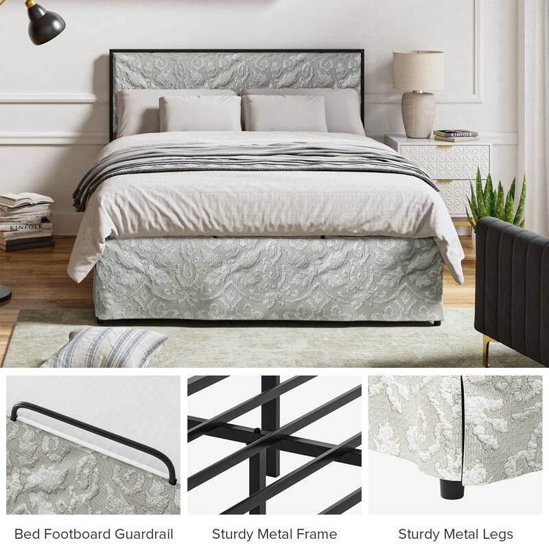 Oliver Modern Washable Slipcover Bed Upholstered Metal by HULALA HOME