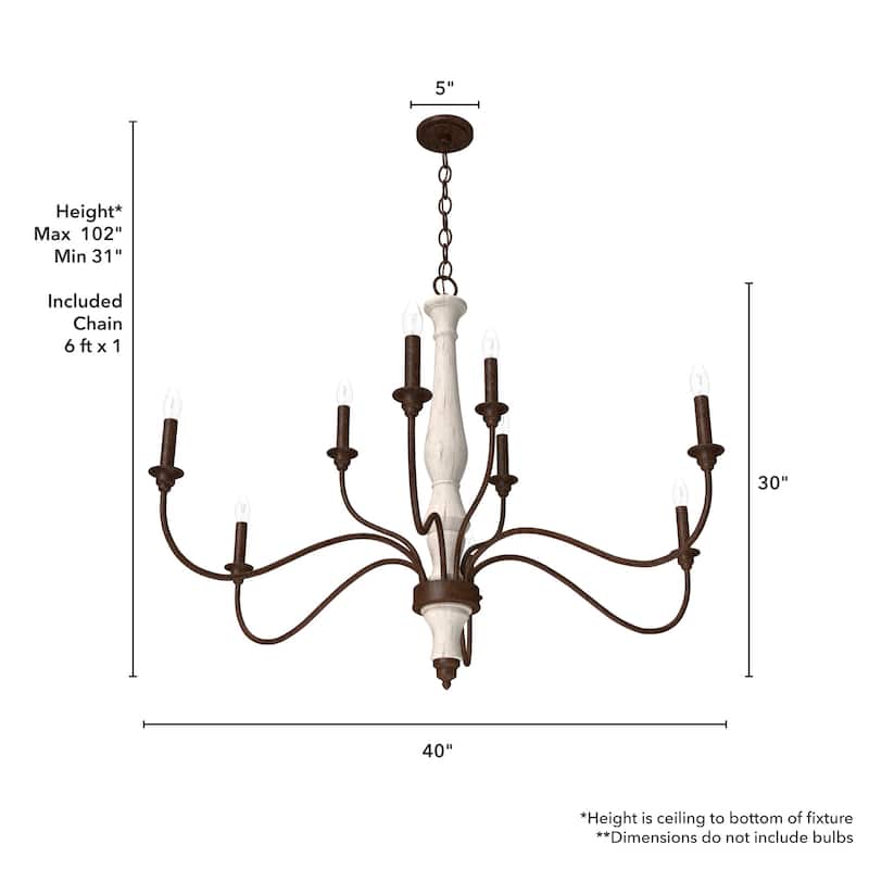 Hunter Teren 9-Light 2-Tier Chandelier - Dining Room, Living Room - Candle, Farmhouse, Vintage, French Country