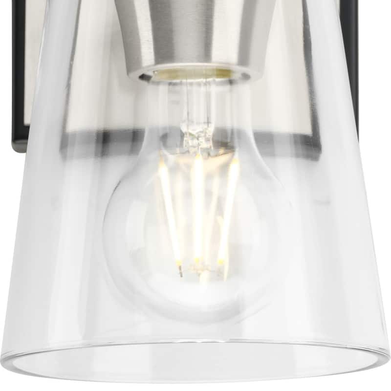 Cassell Collection One-Light Brushed Nickel Matte Black Luxe Industrial Bath & Vanity Light - 4.75 in x 6.62 in x 9.12 in