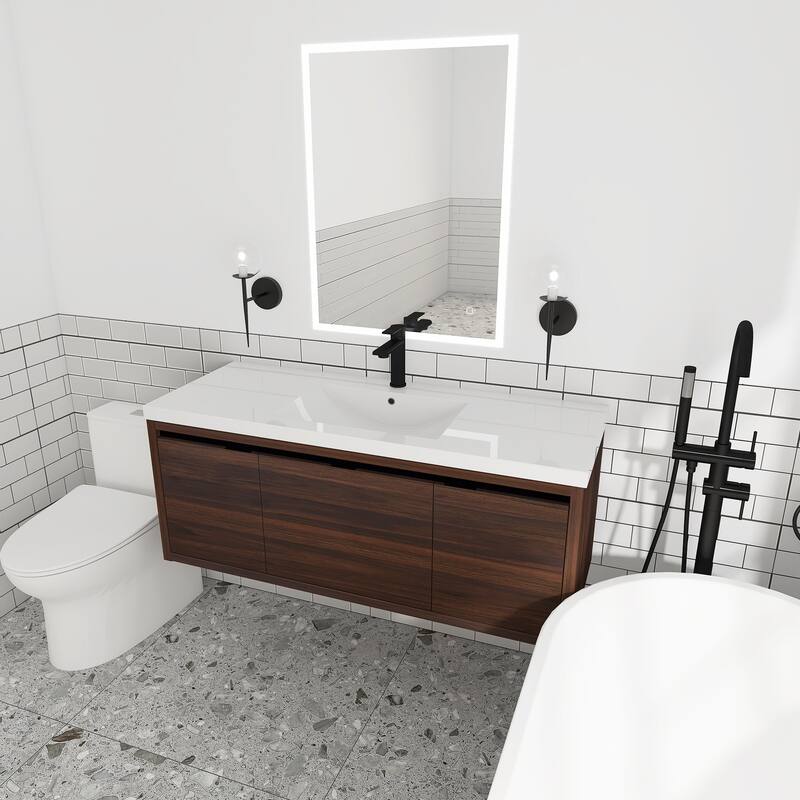 48 inch Bathroom Vanity with White Resin Top and Basin
