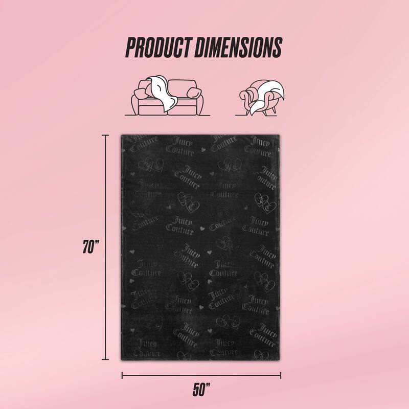 Juicy Couture Embossed Plush Throw Blanket