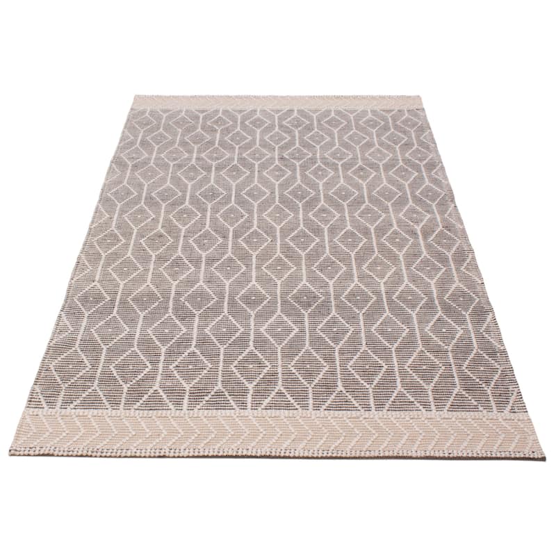 ECARPETGALLERY Braid weave Sienna Grey Wool Rug - 6'0 x 9'2