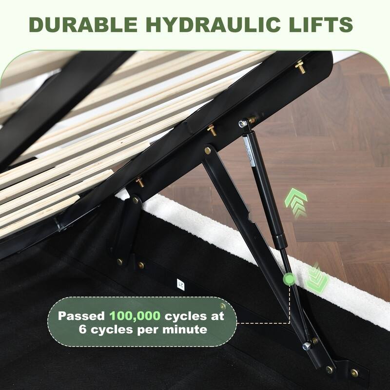 Hydraulic Lift Up Storage Upholstered Platform Bed