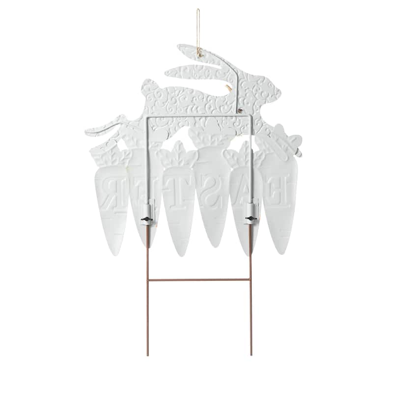 Glitzhome Easter Metal Bunny Yard Stake Wall Decors Standing Sign