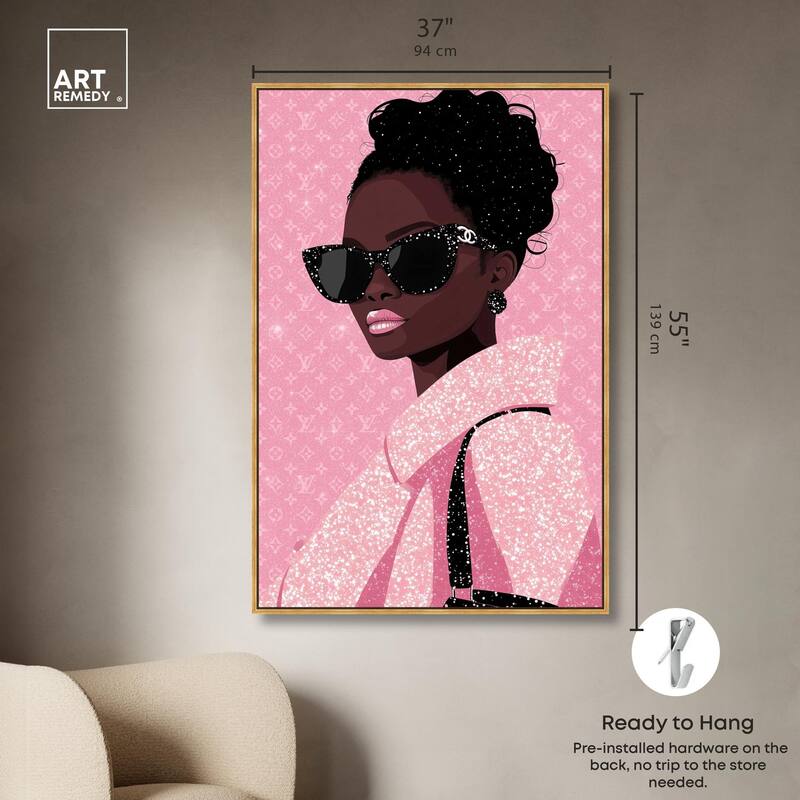 Pink Luxury Woman Canvas by Art Remedy