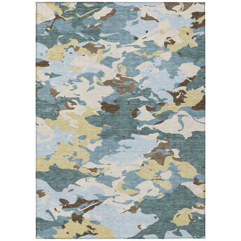 Machine Washable Indoor/ Outdoor Abstract Mexi Chantille Rug