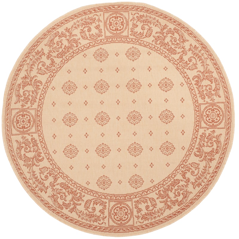 SAFAVIEH Courtyard Steve Indoor/ Outdoor Waterproof Patio Backyard Rug - 5'3" Round - Natural/Terra