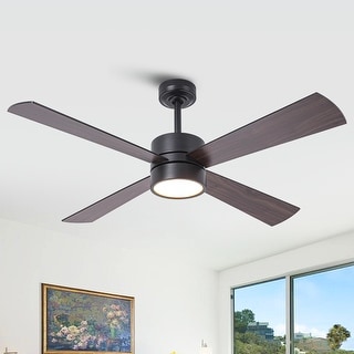 52" Black/ Distressed Brass Smart Dimmable RGB Ceiling Fan with Remote and App Control