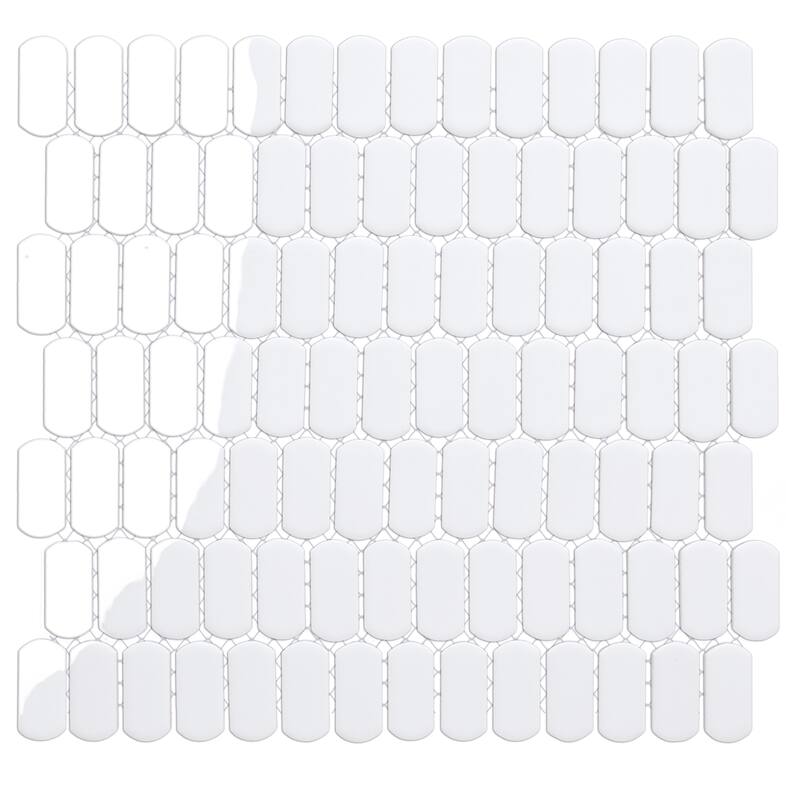 Merola Tile Hudson Capsule Glossy White 12-1/4" x 13-1/8" Porcelain Mosaic Floor and Wall Tile