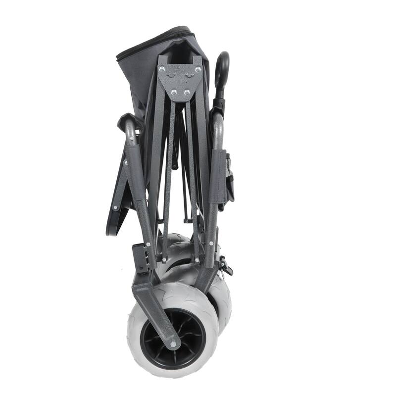 3-in-1 Collapsible Wagon, Convertible Folding Wagon Cart with Rear-Mounted Folding Tabletop, 500lbs Heavy-Duty, 180L Capacity