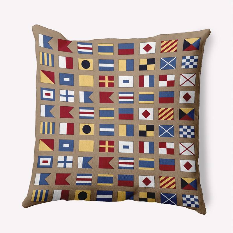 Nautical Flags Decorative Throw Pillow - 16" x 16" - Taupe