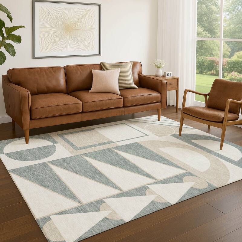 Machine Washable Indoor/ Outdoor Modern Crowley Chantille Rug