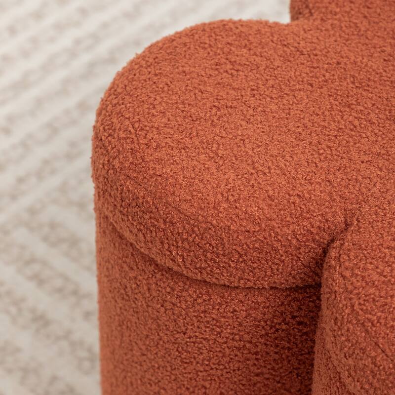 SEYNAR Modern Glam Teddy Velvet Flower Shape Storage Ottoman