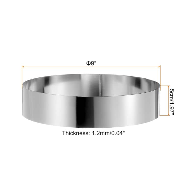 2PCS Round Cake Ring Stainless Steel Pastry Mousse Dessert Ring - 9 x 2 Inch